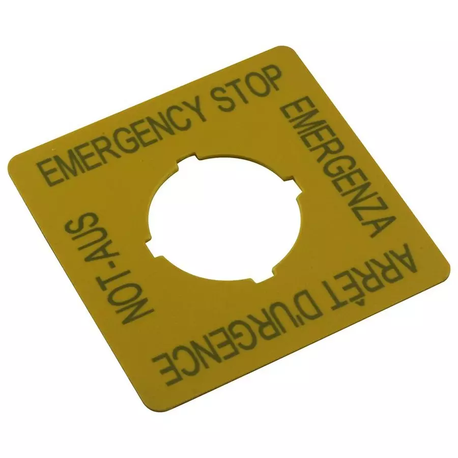 EATON MOELLER LABEL, EMERGENCY STOP, 4 LANGUAGE, M22-XYK1