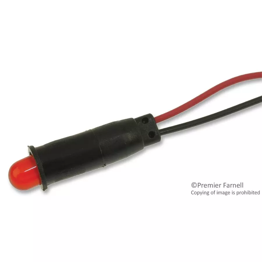 LEECRAFT Panel Mount Indicator, Led, 6.35Mm, Red, 24V, L59UD-R24-W