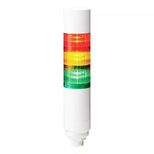 PATLITE (U.S.A.) Signal Tower, 88Db, Flashing, 24Vdc, LR6-302WCBW-RYG+FB295