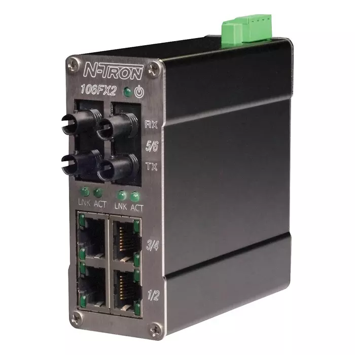 RED LION CONTROLS ETHERNET SW, RJ45 X 4/ ST X 2, 1.2GBPS, 106FX2-ST image 1
