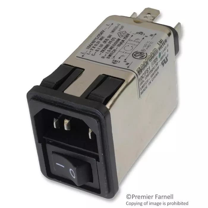 CORCOM - TE CONNECTIVITY FILTERED IEC MODULE, C14, 10A, QC, 10CFS1