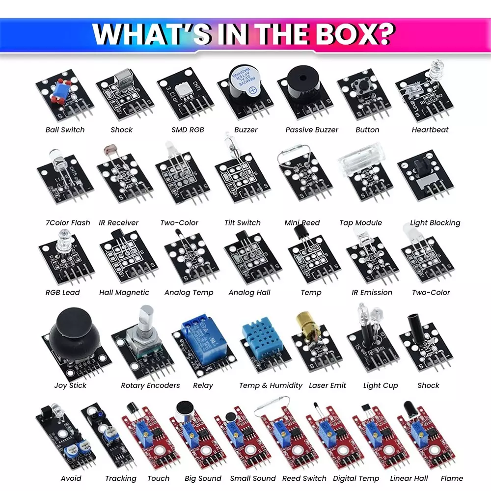 amiciSense 37-in-1 Sensor Module Kit for Raspberry Pi – Comprehensive IoT Starter Set