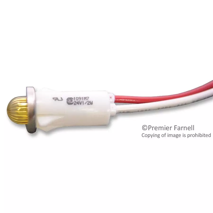 VCC Panel Mount Indicator, Led, 12.7mm, Yellow, 24V, 1091M7-24V