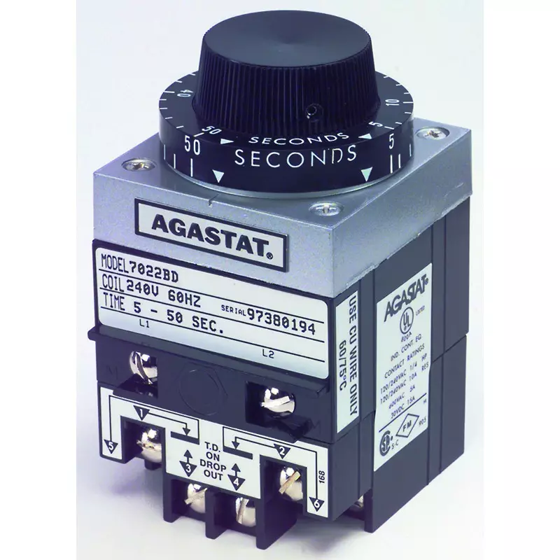AGASTAT - TE CONNECTIVITY Time Delay Relay, Dpdt, 10Min, 240VAC, 7022AF
