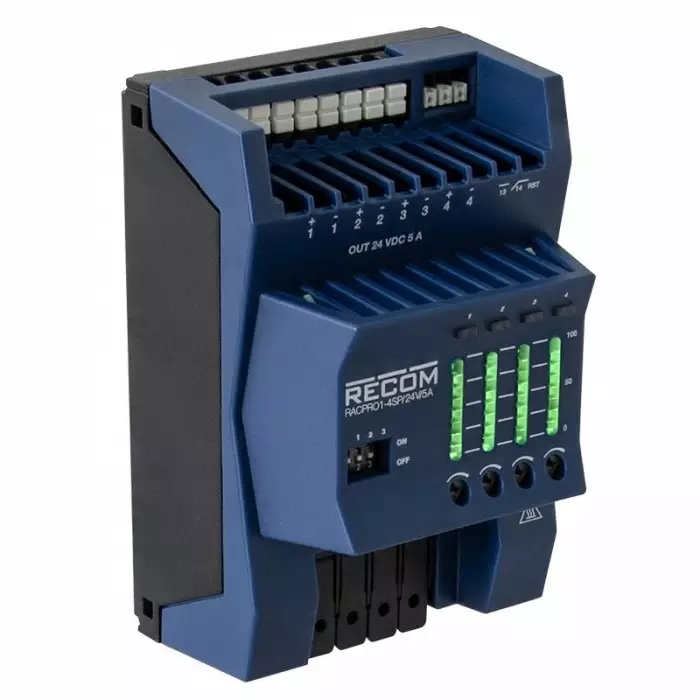 RECOM POWER DIN Rail Power Supply 22-28V DC Input 24V DC Output 5A Output 240W, 23000052