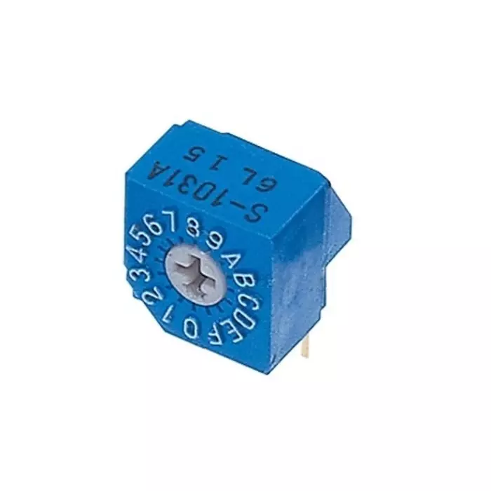 NIDEC COPAL ELECTRONICS GMBH S-1000A Series Hexadecimal Rotary Switch 16 Position 100 mA Pin Terminal, S-1031A (Pack of 2 Pcs)