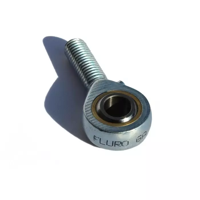 Fluro Galvanized Steel Rod End 6 mm Bore 46 mm Long Metric Thread Standard Male Connection Gender, GAL6