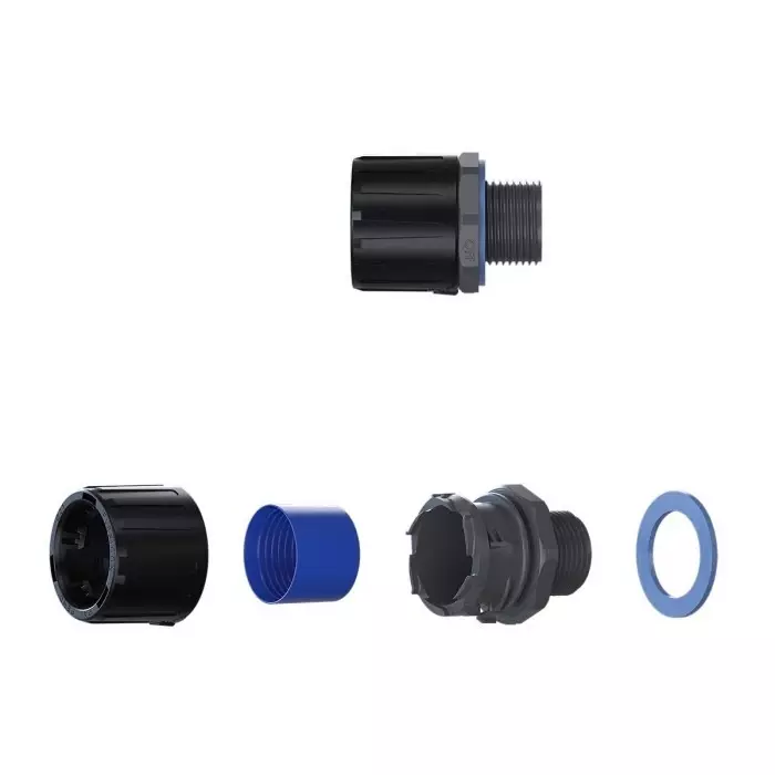Flexicon Straight Conduit Fitting 42mm Nominal Size M40 Nylon 66 IP66 IP67 IP68 IP69 Rating, FPAU42-M40B (Pack of 2 Pcs)