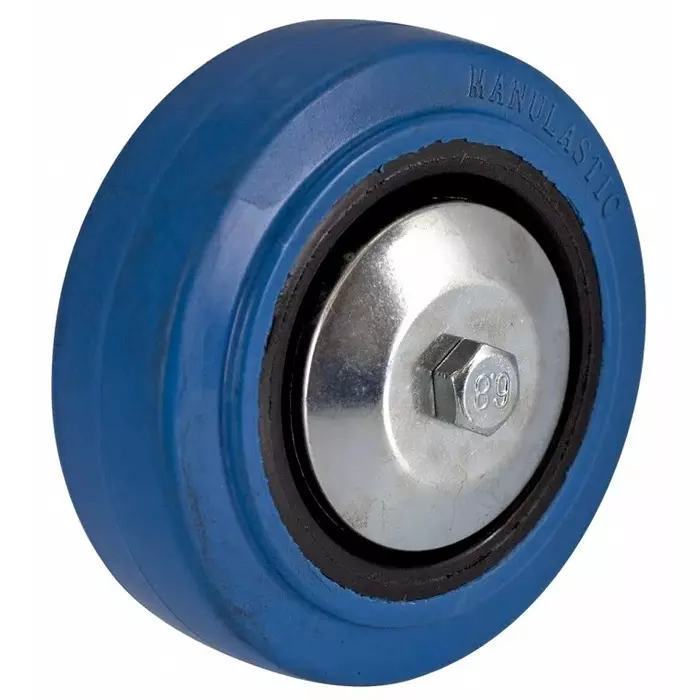 Guitel Hervieu Black Blue Rubber Quiet Operation Trolley Wheel 150 Kg, 571-400-080L12PF