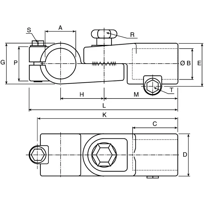 Rose+Krieger M6 Hinge Clamp Connecting Component Strut Profile 30 mm, 183000040200
