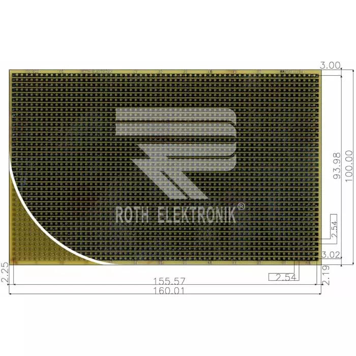 Roth Elektronik Single-Sided Stripboard Epoxy Glass 100 x 160 x 1.5mm FR4, RE520-LF