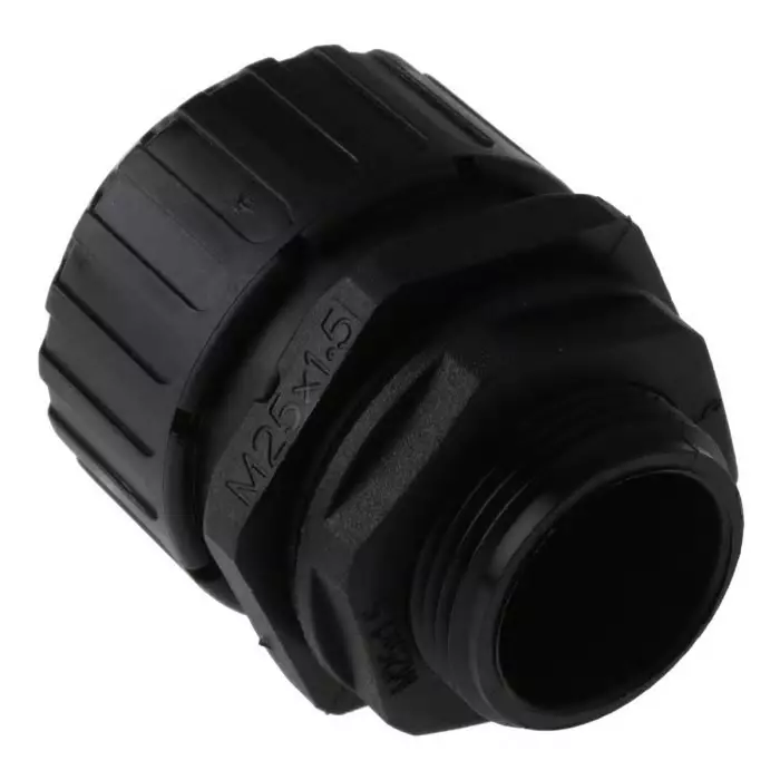Adaptaflex Straight Conduit Fitting 25mm Nominal Size M25 Nylon 66 Black IP65 Rating, 7TCA296060R0125XF25/M25/D (Pack of 5 Pcs)