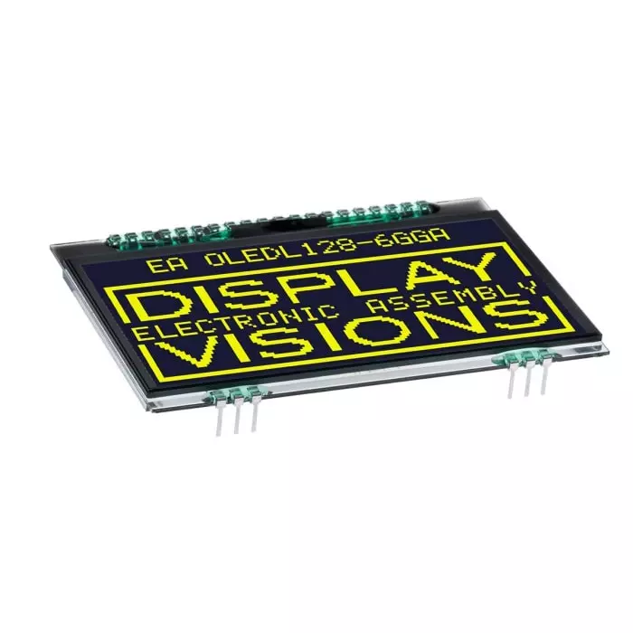 Display Visions OLED Display 2.9 inch Yellow 128x64 Pixels Graphics I2C SPI Interface, EA OLEDL128-6GGA