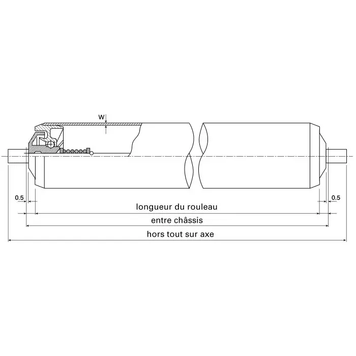 Interroll PVC Round Conveyor Roller Spring Loaded 20mm Dia. x 100mm L 90N Load Capacity Steel 6mm Spindle 117mm, 11AYS20C03 - 100