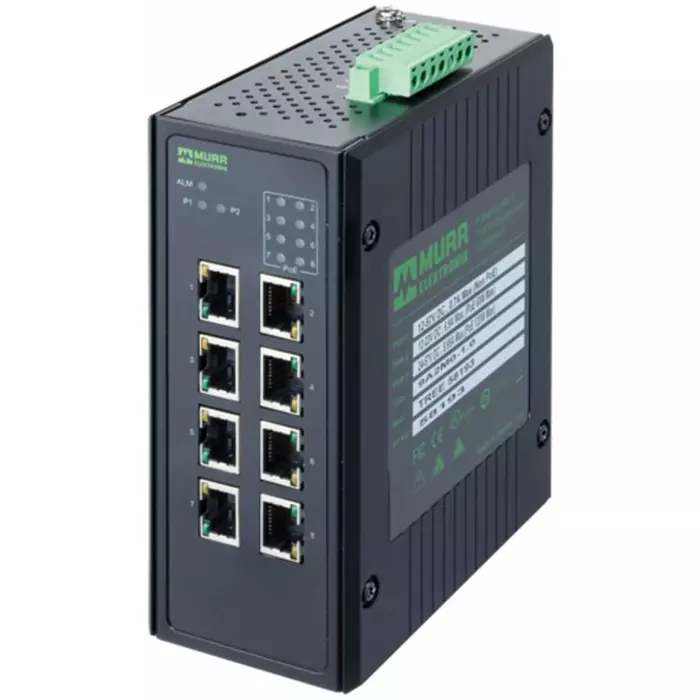 Murrelektronik Limited 58 Series DIN Rail Mount Network Hub 8 RJ45 Ports 24V DC, 58193