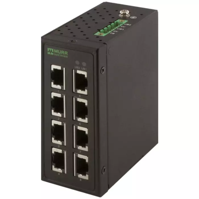 Murrelektronik Limited 58 Series DIN Rail Mount Network Hub 8 RJ45 Ports 9-48V DC, 58152