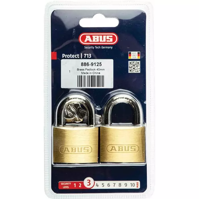 ABUS Key Weatherproof Brass Padlock 6 mm Shackle 39 mm Body, 713/40HB63 C