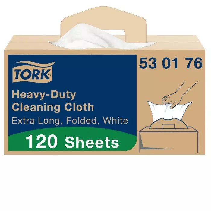 Tork White Non Woven Fabric Cloths for Heavy Duty Cleaning 61.5 x 35.5cm Repeat Use, 530176