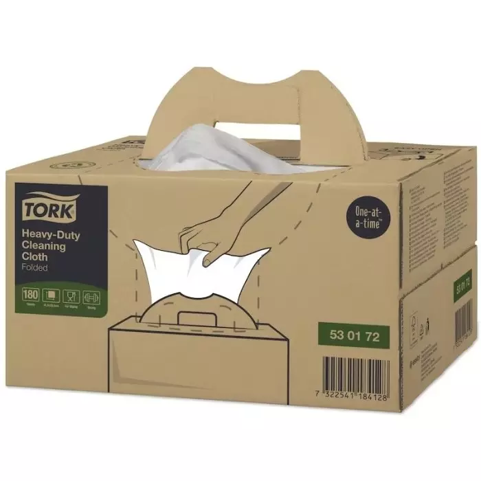 Tork White Non Woven Fabric Cloths for Heavy Duty Cleaning 61.5 x 35.5cm Repeat Use, 530176