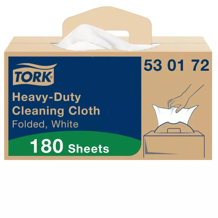 Tork White Non Woven Fabric Cloths for Heavy Duty Cleaning 41.5 x 35.5cm Repeat Use, 530172