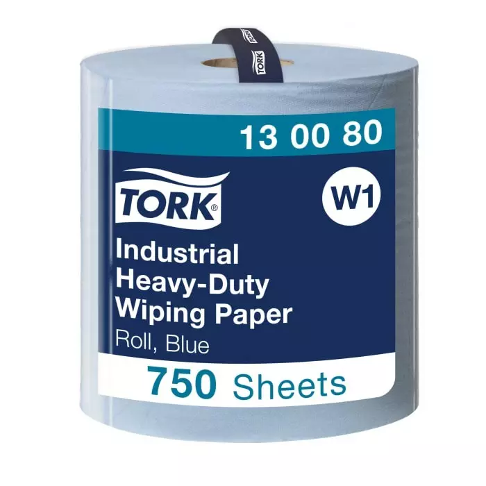 Tork Industrial Heavy-Duty Wiping Rolled Blue Paper Towel 255 mx369mm 3-Ply 750 Sheets, 130080