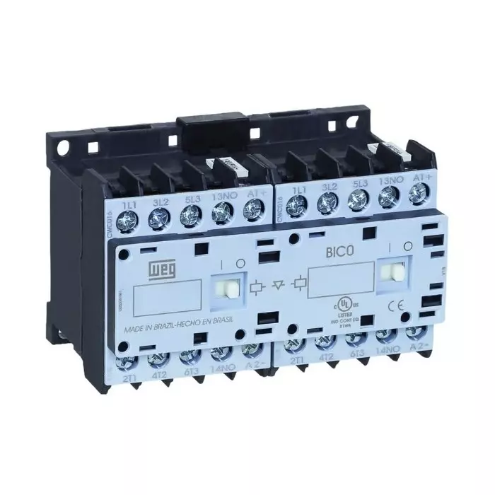 Weg Reversing Contactor 230 V AC Coil 3-Pole 16 A 7.5 kW 3NO 690 V AC, CWCI016-01-30D24