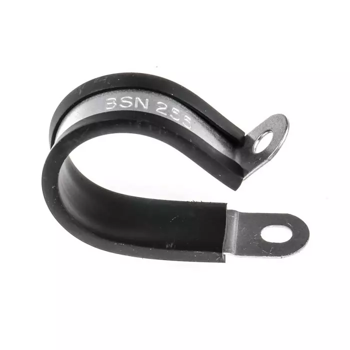 RS PRO Black Plated Steel P Clamp 25mm Max. Bundle