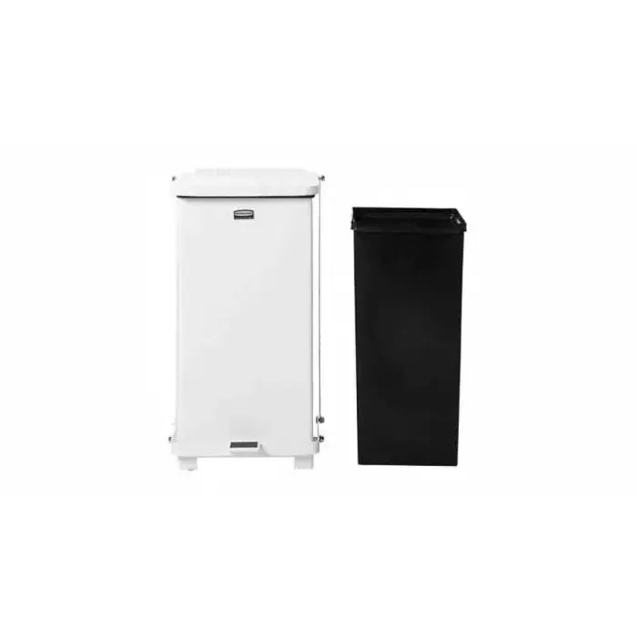 RUBBERMAID DefendersÂ® 95L Pedal Galvanised Steel Waste Bin, FGST40EPLWH