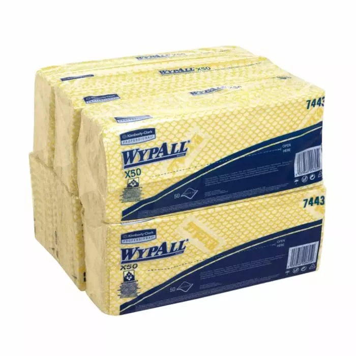 Kimberly Clark WypAll Yellow Cloths for General Cleaning Dry Use 416 x 245mm Repeat Use, 7443