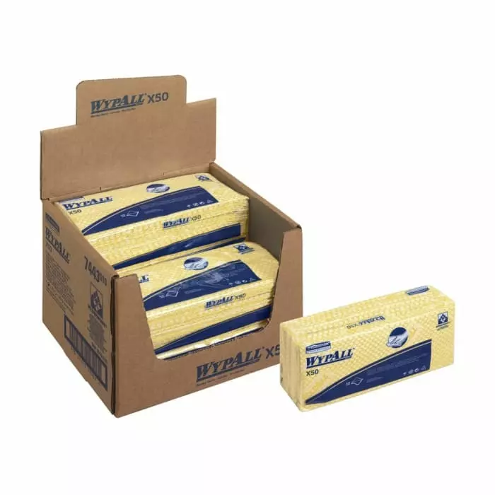 Kimberly Clark WypAll Yellow Cloths for General Cleaning Dry Use 416 x 245mm Repeat Use, 7443