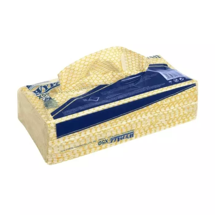 Kimberly Clark WypAll Yellow Cloths for General Cleaning Dry Use 416 x 245mm Repeat Use, 7443