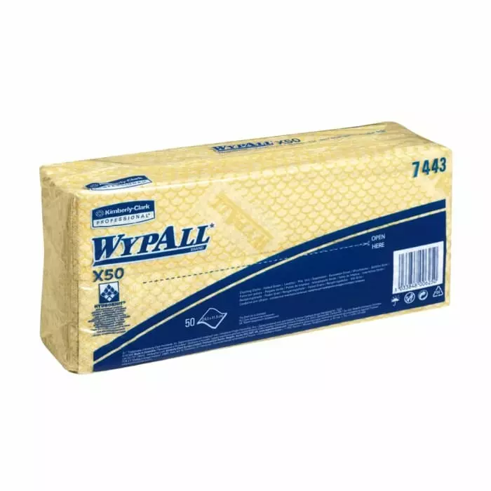 Kimberly Clark WypAll Yellow Cloths for General Cleaning Dry Use 416 x 245mm Repeat Use, 7443