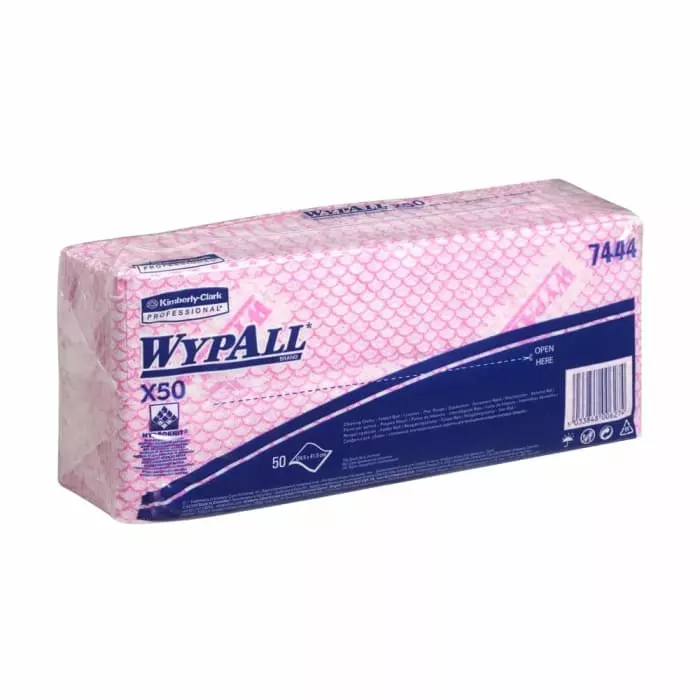 Kimberly Clark WypAll X50 7444 Red Cloths for General Cleaning Dry Use 418 x 247mm Repeat Use, 7444
