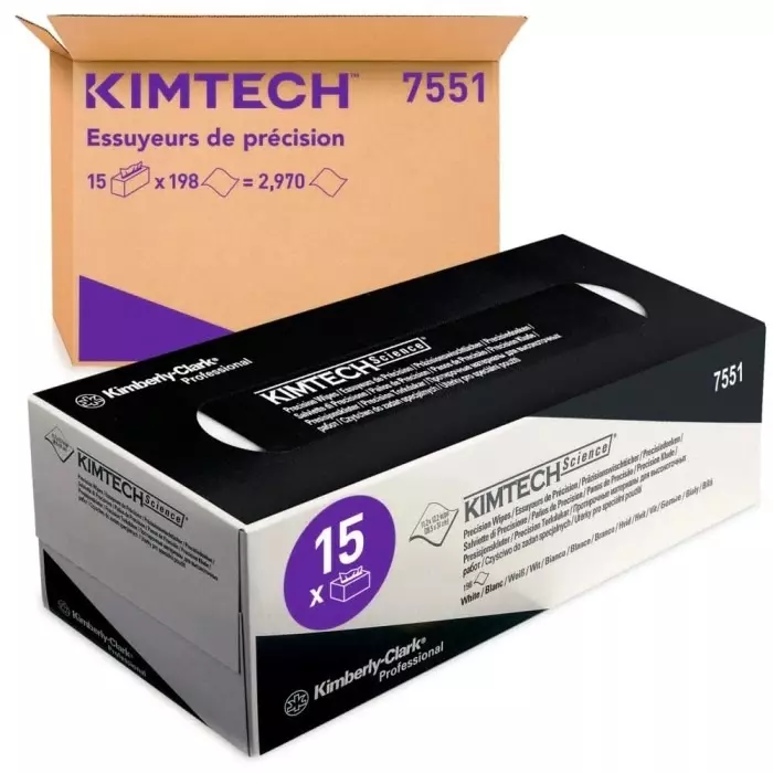 Kimberly-Clark Dry Cleaning Wipes White 198 Wipes 310 x 285mm for Clean Environments, Food Industry & Pharmaceutical, 7551