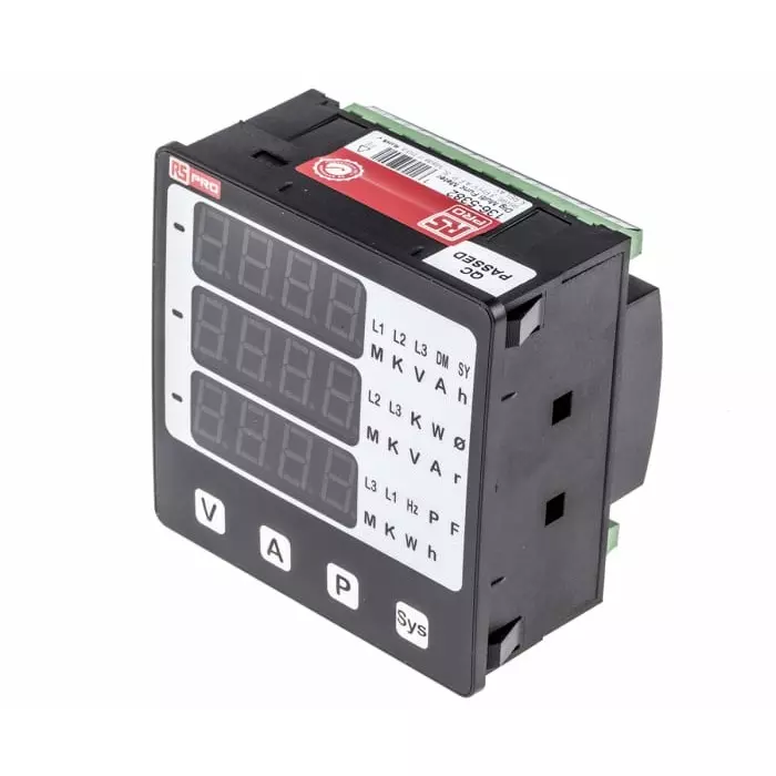 RS PRO LED Digital Panel Multi-Function Meter for Current, Frequency, System Active Power & System Re-Active Power
