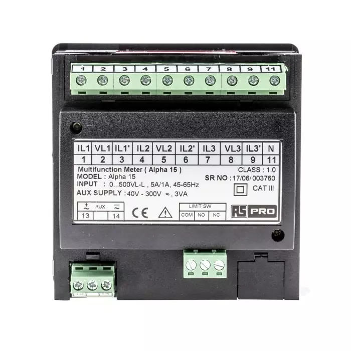 RS PRO LED Digital Panel Multi-Function Meter for Current, Frequency, System Active Power & System Re-Active Power