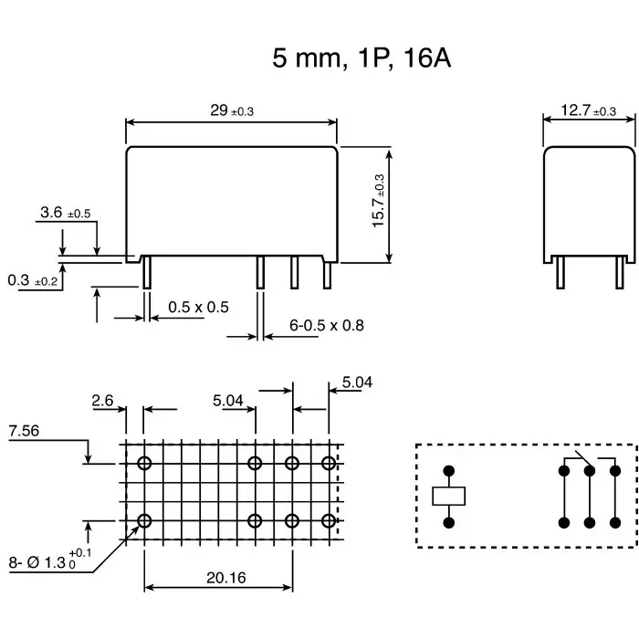 RS PRO PCB Mount Power Relay 12V dc Coil 16A Switching Current SPDT