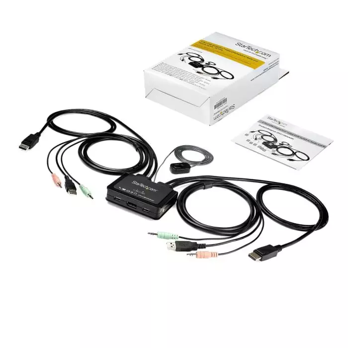 StarTech.com 2 Port USB DisplayPort KVM Switch 3.5 mm Stereo 3840 x 2160 Maximum Resolution, SV211DPUA4K