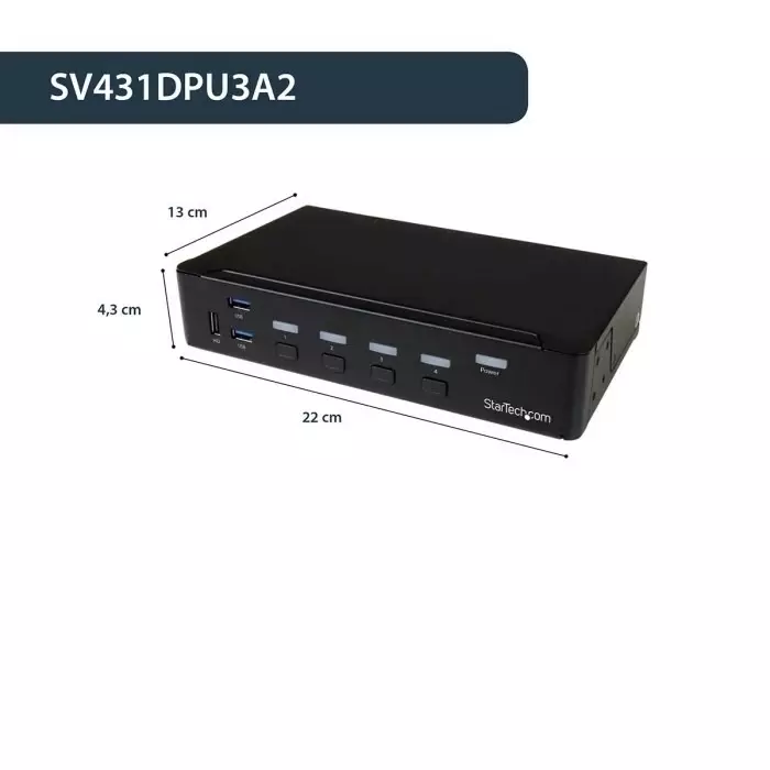 StarTech.com 4 Port USB DisplayPort KVM Switch 3.5 mm Stereo 3840 x 2160 Maximum Resolution, SV431DPU3A2