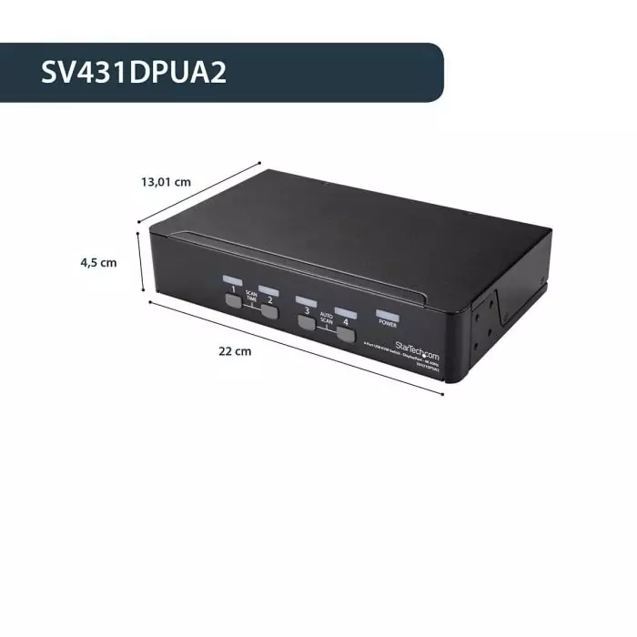 StarTech.com 4 Port USB DisplayPort KVM Switch 3.5 mm Stereo 3840 x 2160 Maximum Resolution, SV431DPUA2
