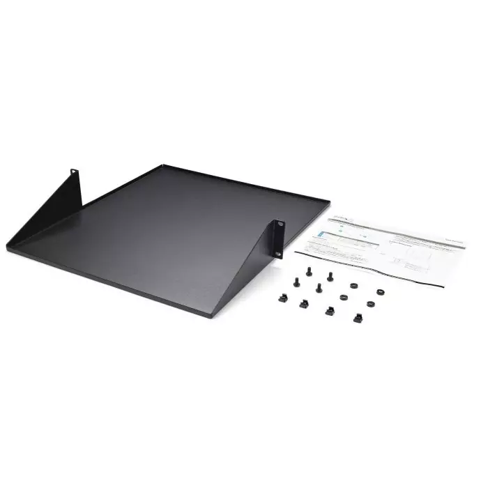 StarTech.com Black Rack Shelf 2U 34 Kg Load 482mm x 508mm, CABSHF2POST2