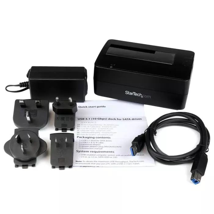 StarTech.com USB 3.1 Gen 2 Hard Drive Docking Station for 1 Drives SATA Hard Drive 2.5 x 3.5in, SDOCKU313