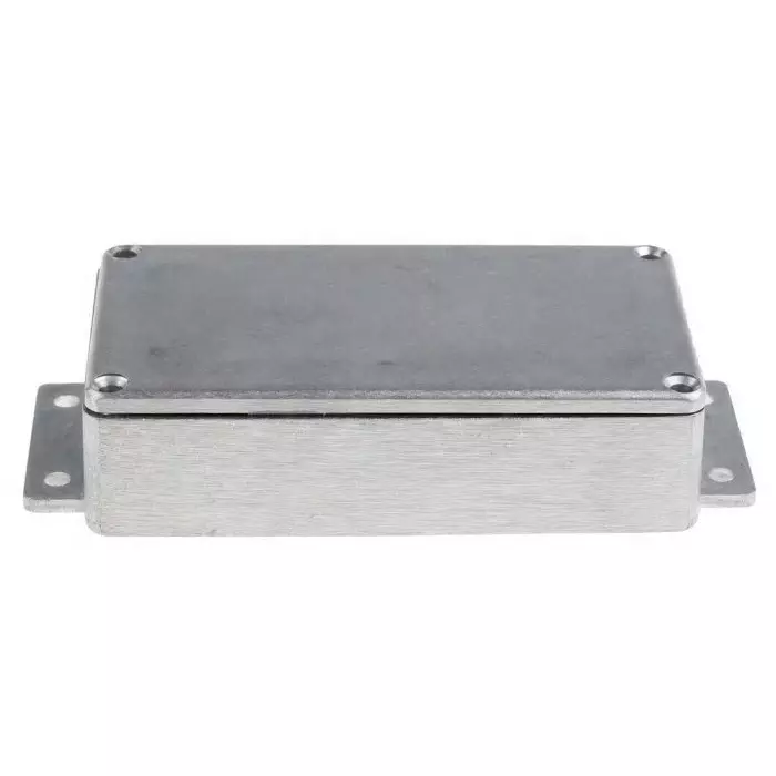RS PRO Silver Die Cast Aluminium Enclosure Flanged Silver Lid 139.7 x 63.8 x 30 mm