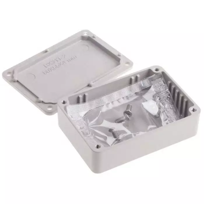 RS PRO Grey Die Cast Aluminium Enclosure Grey Lid 79.9 x 54.9 x 25.5 mm