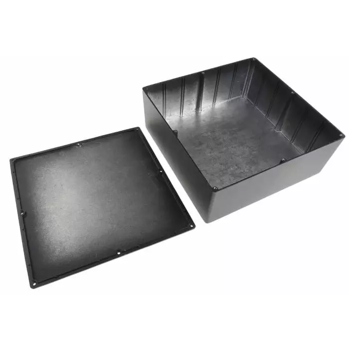RS PRO Black Die Cast Aluminium Enclosure Black Lid 250 x 250 x 100 mm