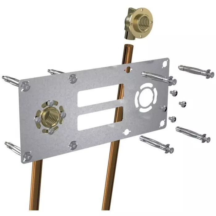 WATTS Tab Fixing Kit Chrome, Brass, Galvanised Steel, 1/2in Thread Size, 10 bar Max Operating Pressure, 9121
