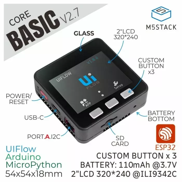 M5Stack Development Kit for Stacking Modules And Sensors, K001-V27