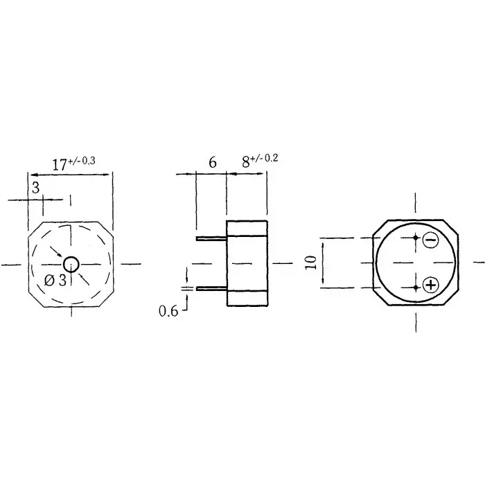 Sonitron 92dB Through Hole Intermittent Internal Piezo Buzzer 24x15.5 mm 5 V DC Min 24 V DC Max, SMAI-24-P10