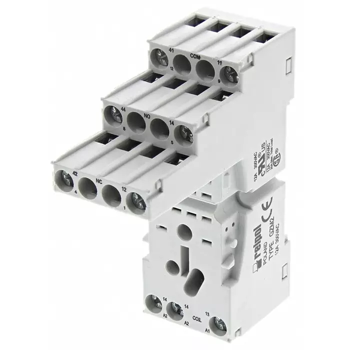Relpol 8 Pin 300 V AC DIN Rail Panel Mount Relay Socket for R2N Series Relay, GZM2-gray