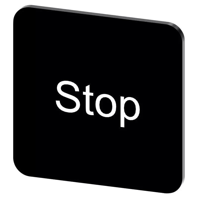 Siemens Labeling Plate, Stop, 3SU1900-0AF16-0DS0